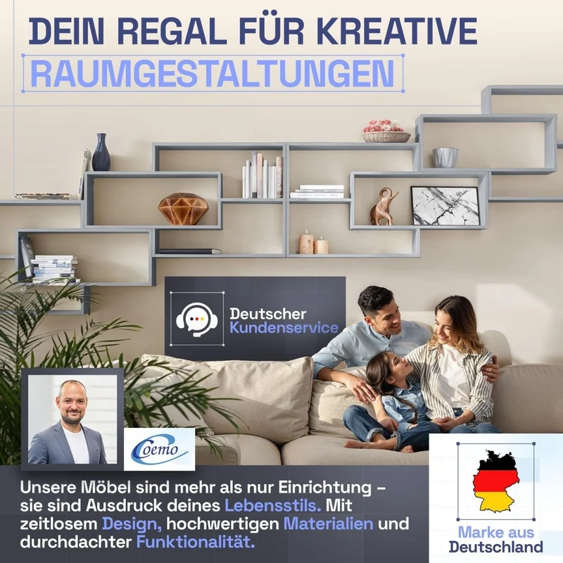 Wandregal Karo Schweberegal aus Holz
