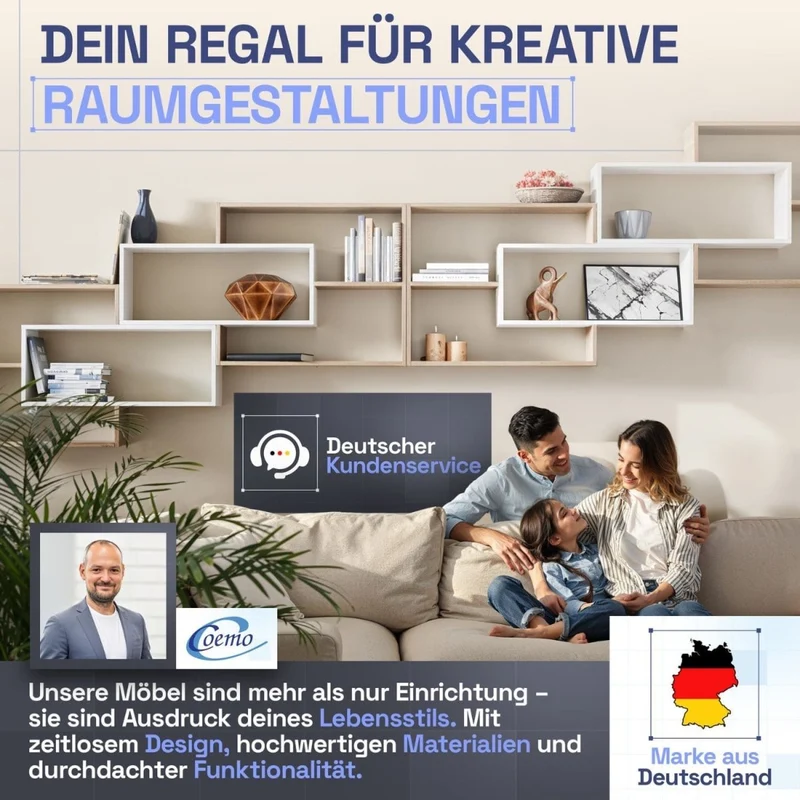 Wandregal Karo Schweberegal aus Holz