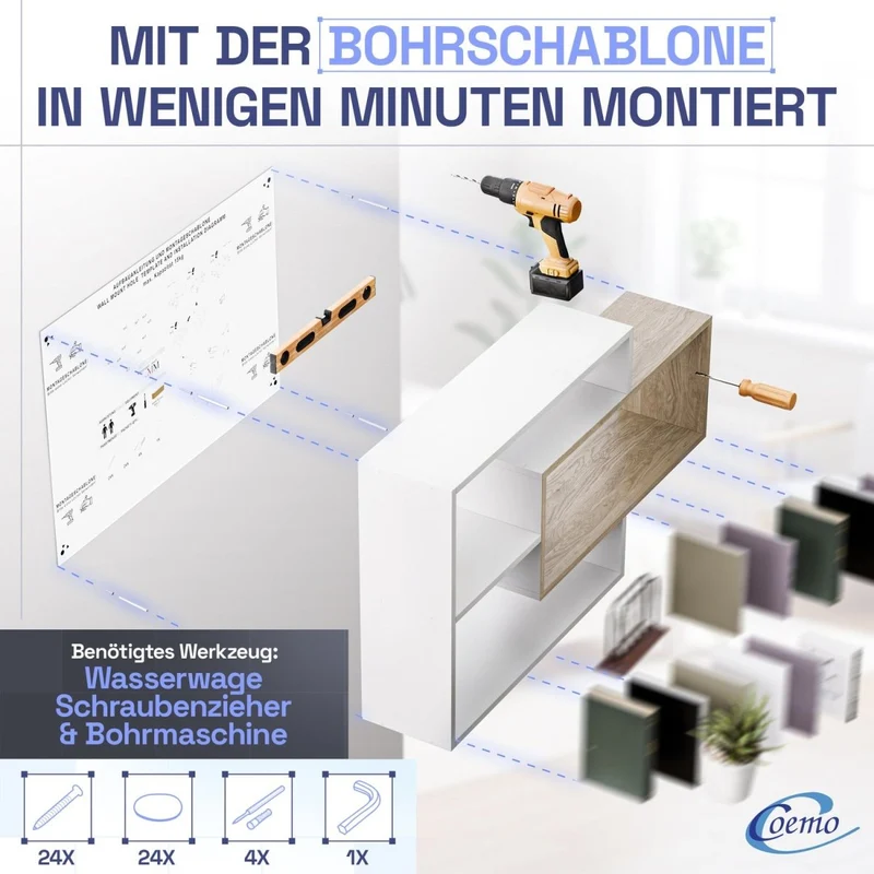 Wandregal Karo Schweberegal aus Holz