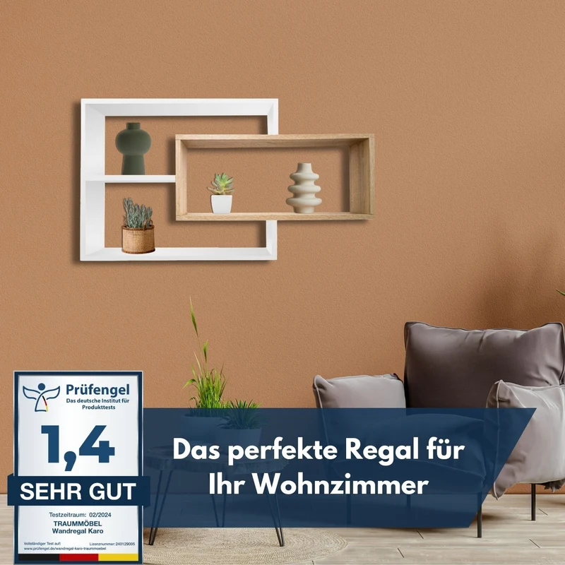 Wandregal Karo Schweberegal aus Holz