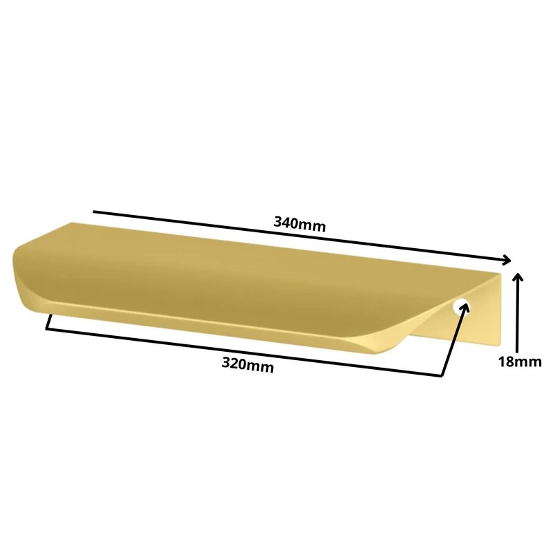 Griffleiste Kantengriff Rund 320mm (340mm Gesamtlänge) - Gold
