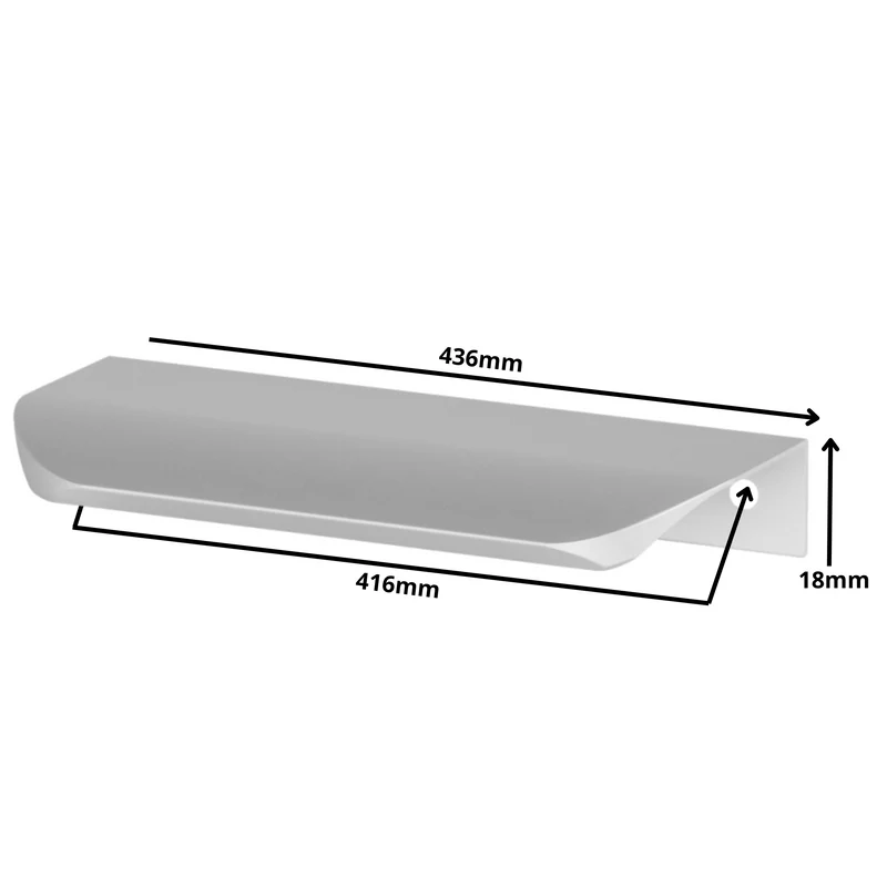 Griffleiste Kantengriff Rund 416mm (436mm Gesamtlänge) - Aluminium