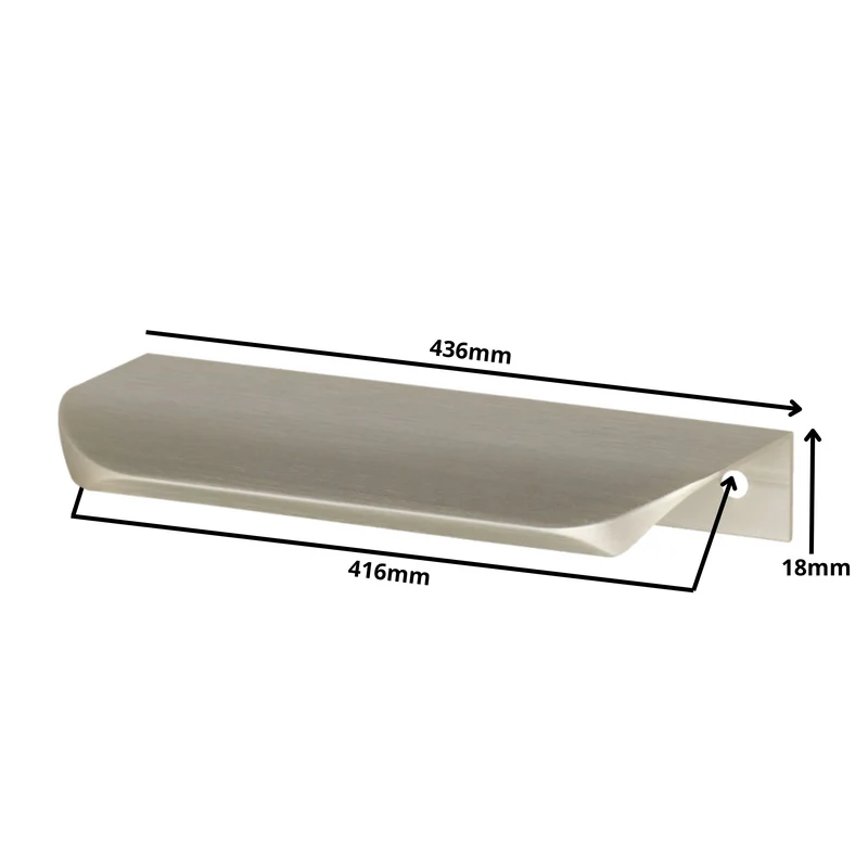 Griffleiste Kantengriff Rund 416mm (436mm Gesamtlänge) - Gebürsteter Edelstahl