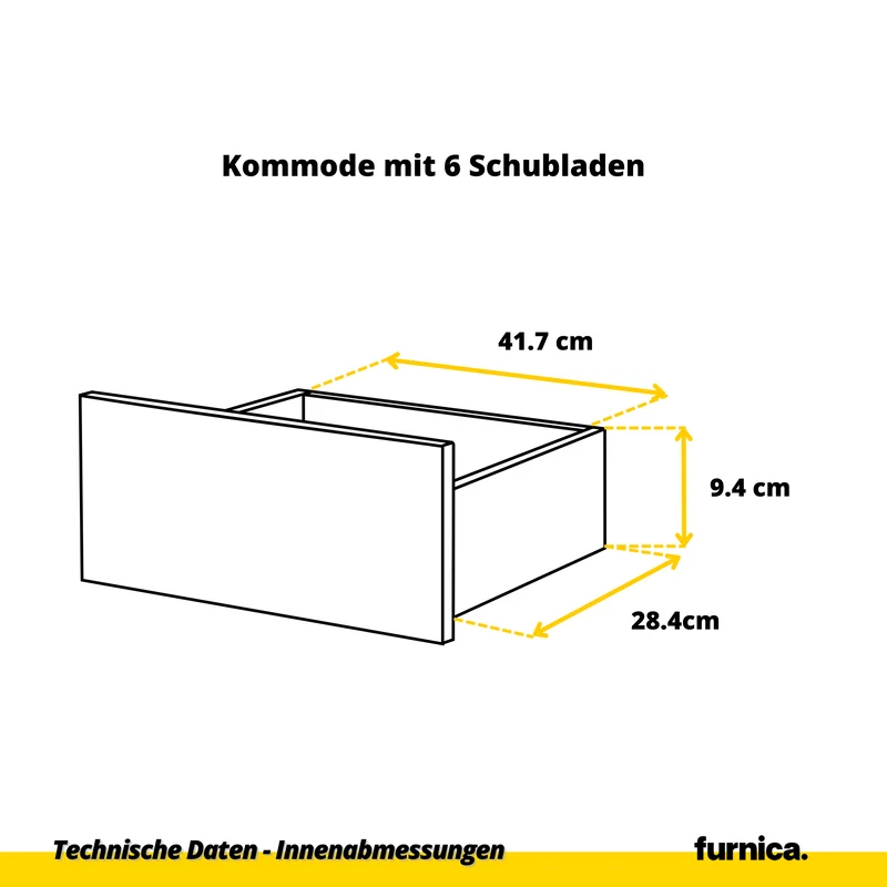 GABRIEL - Kommode / Sideboard mit 10 Schubladen (6+4) - Weiß Matt / Anthrazit H92/70cm B160cm T33cm