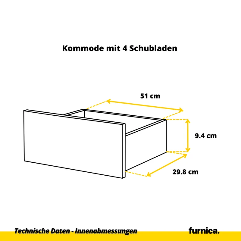 GABRIEL - Kommode / Sideboard mit 10 Schubladen (6+4) - Anthrazit / Weiß Gloss H92/70cm B160cm T33cm