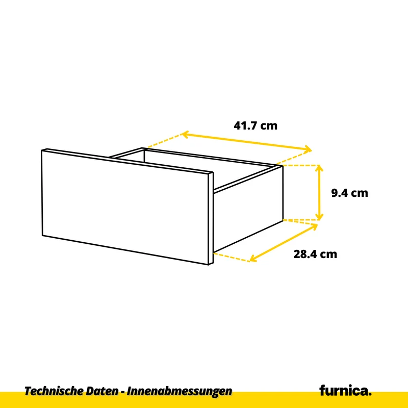 GABRIEL - Kommode / Sideboard mit 6 Schubladen - Wotan Eiche / Schwarz Gloss H71cm B100cm TD33cm