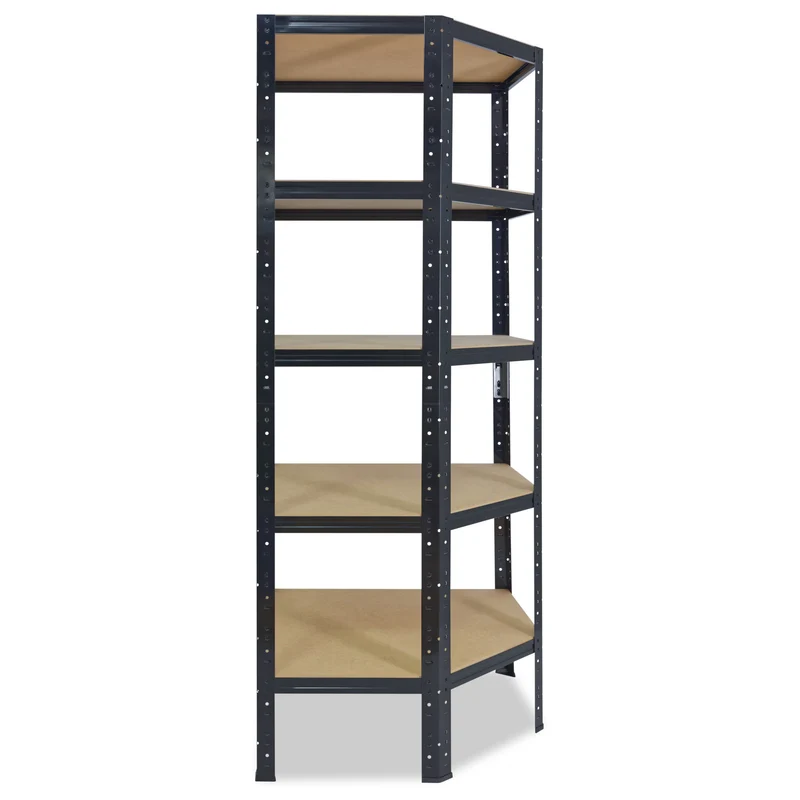 shelfplaza BLACK Eckregal 200x70x45 cm schwarz mit 5 Böden