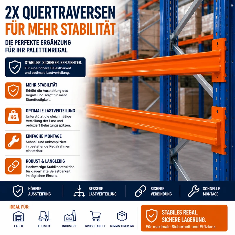 2x Quertraversen für Palettenregale | Verzinkt | 1 Paar
