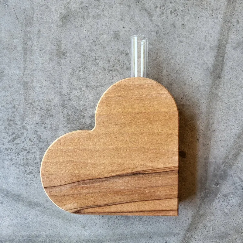 Deko Holz-Herzvase klein