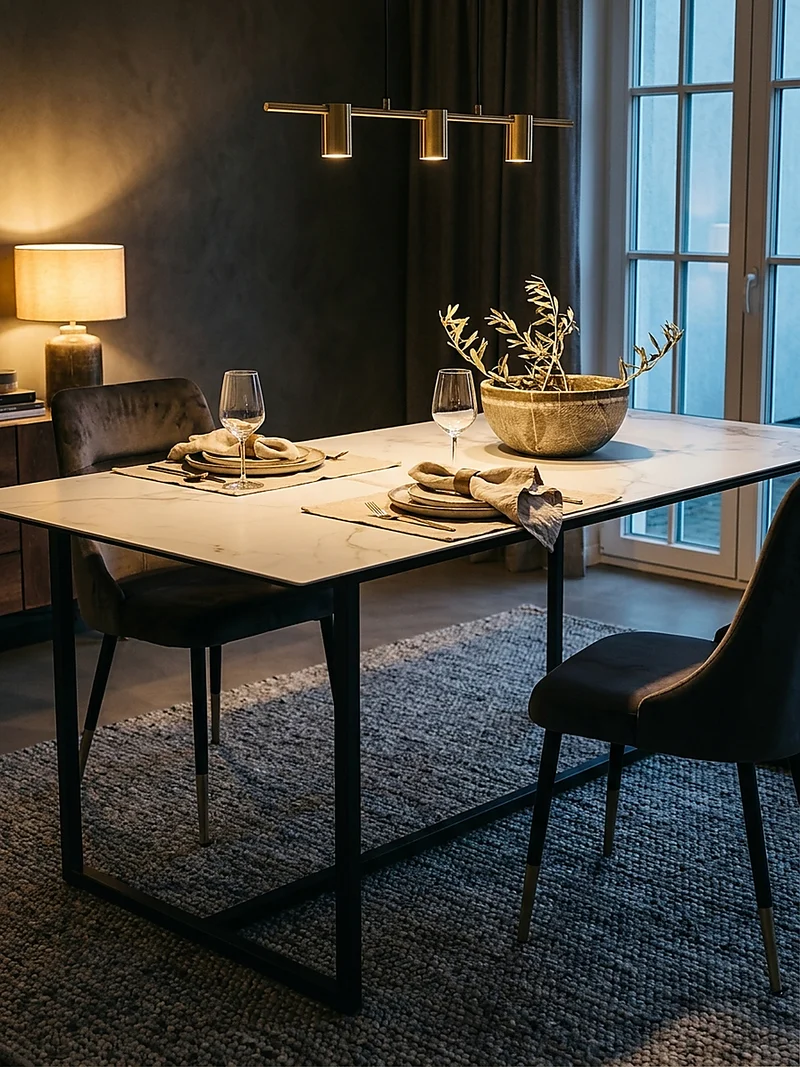 Esstisch Glas Keramik Marmoroptik Designer 180x90