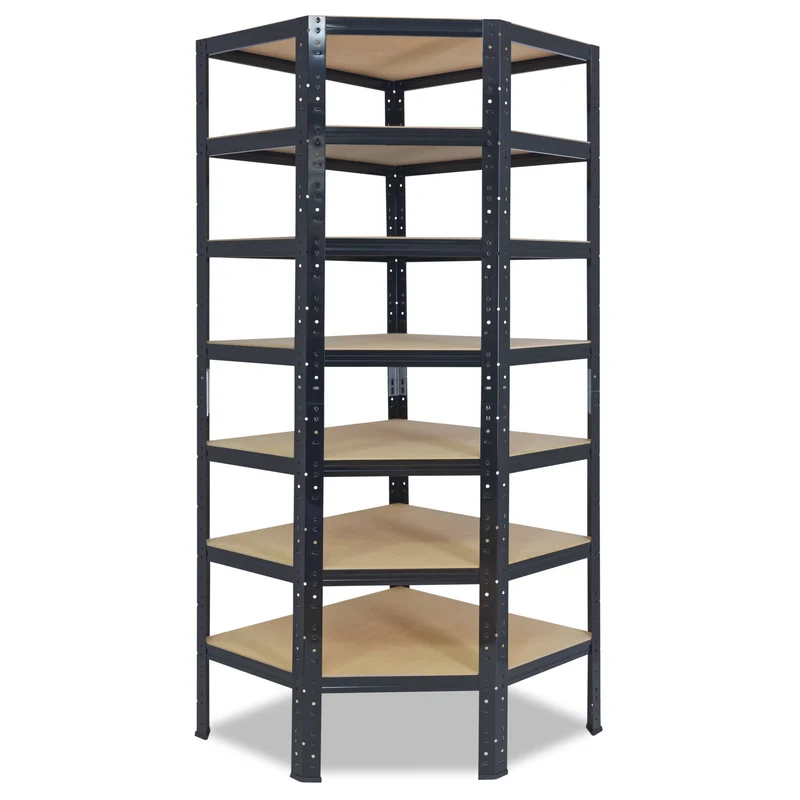 shelfplaza BLACK Eckregal 230x80x50 cm schwarz mit 7 Böden