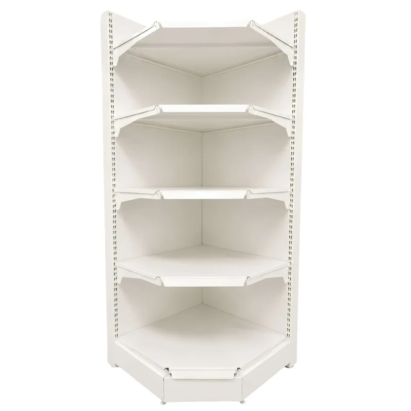 InhandKraft® Eckregal für Kiosk & Laden - 225x60x60x37 - Cremeweiß