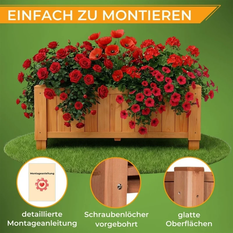 Coemo Hochbeet Kräuterbeet Holz mit Pflanzfolie