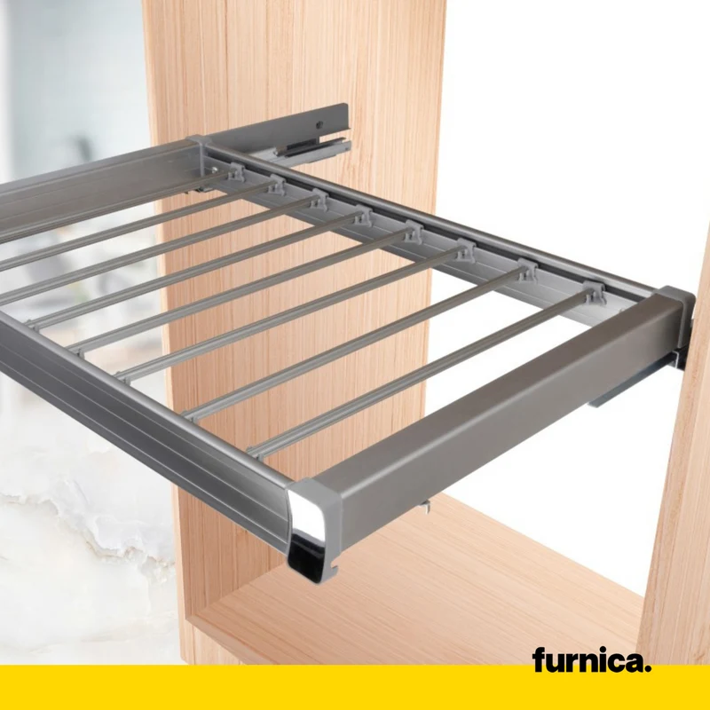 Ausziehbarer Hosenbügel für 60-cm-Schrank Soft-Close - Einzelner Fachboden - Grau