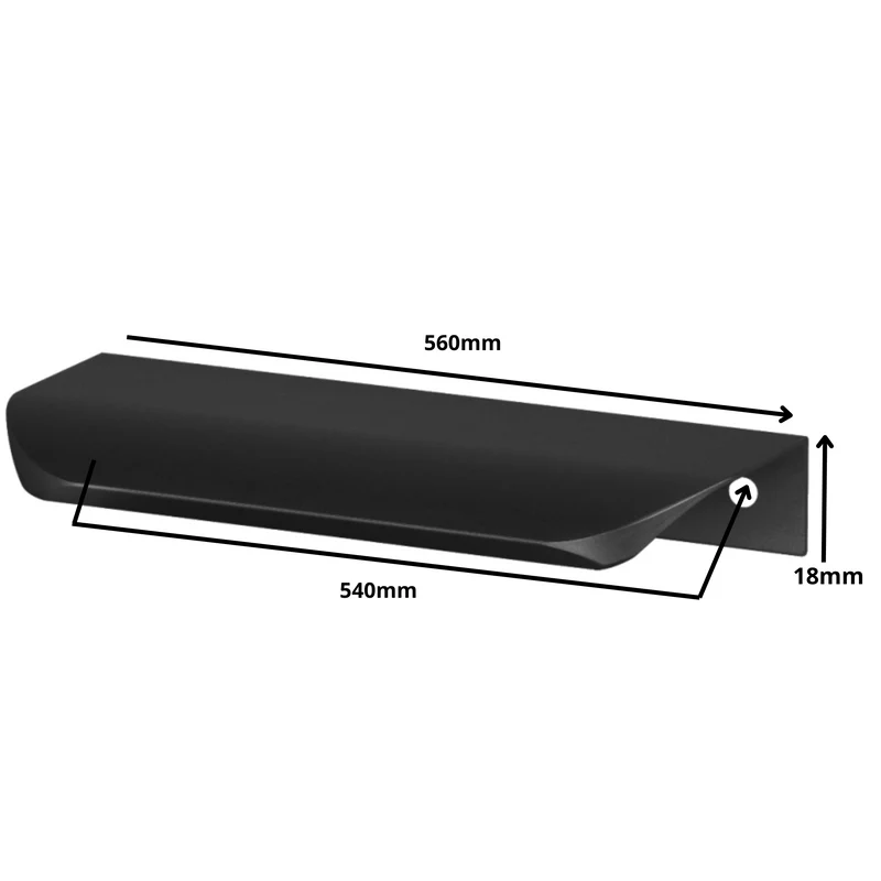 Griffleiste Kantengriff Rund 540mm (560mm Gesamtlänge) - Schwarz Matt
