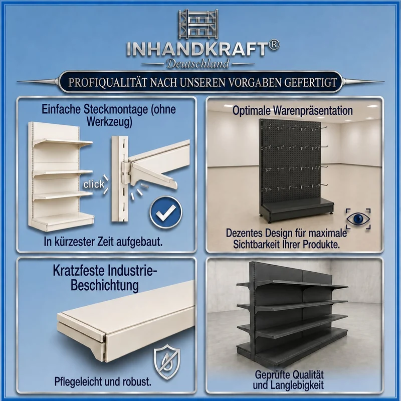 InhandKraft® Lochwandregal - 95 cm / 120 cm + 30 Einzelhaken - Anthrazit