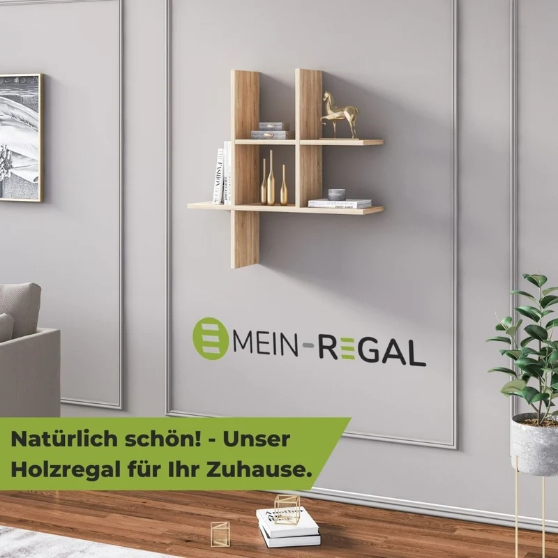 Mein-Regal Wandregal VALLE aus Holz MDF, bis zu 5 Fächer