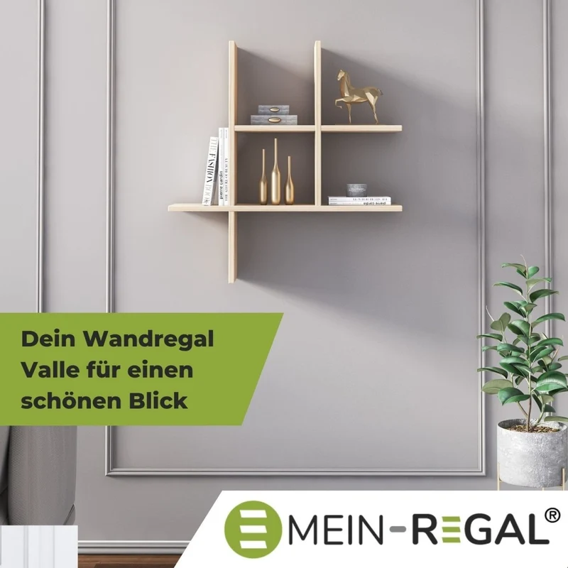 Mein-Regal Wandregal VALLE aus Holz MDF, bis zu 5 Fächer