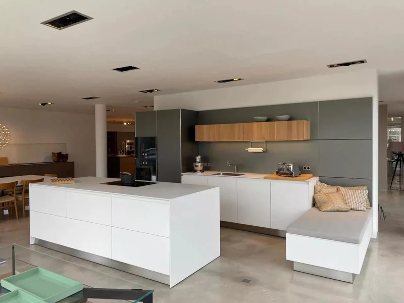 Küche b3 Monoblock 50 Nussbaum Weiß