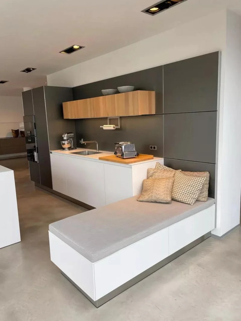 Küche b3 Monoblock 50 Nussbaum Weiß