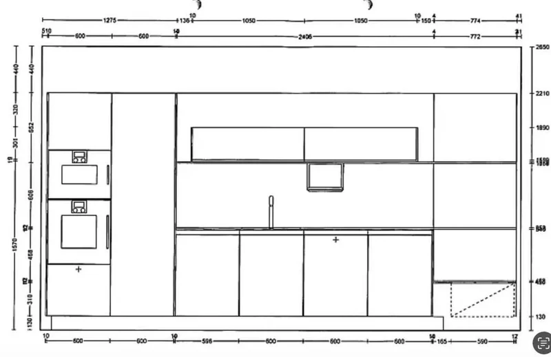 Küche b3 Monoblock 50 Nussbaum Weiß