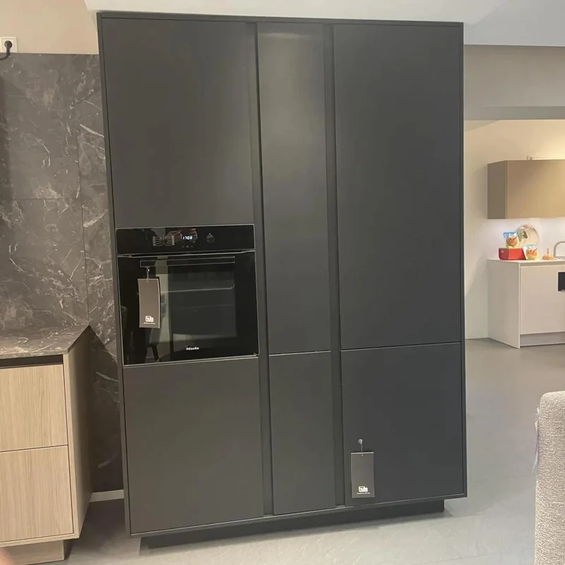 Küche SLC Front Kunststoff Eiche Java Braun AbsetzungStrukturlack Schwarz