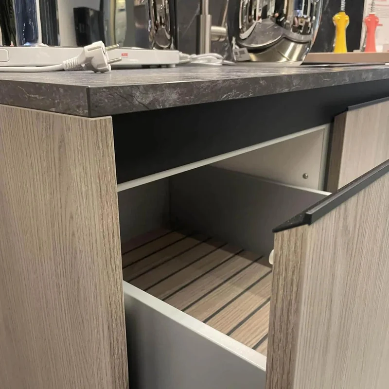 Küche SLC Front Kunststoff Eiche Java Braun AbsetzungStrukturlack Schwarz