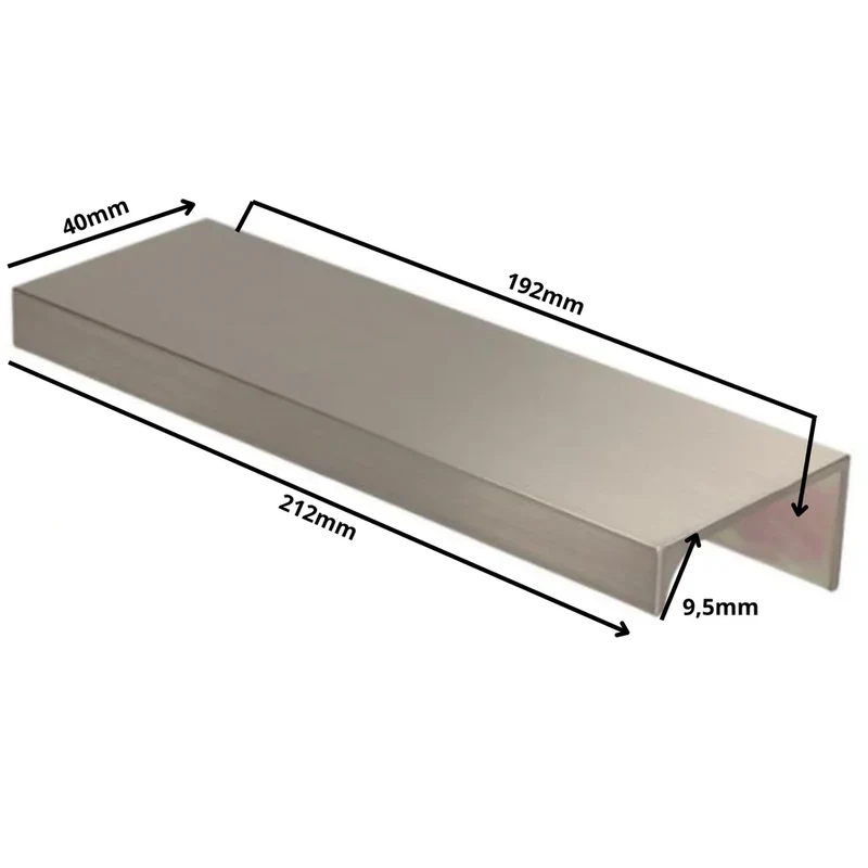 Edge Grip Rundprofil-Griff 192mm (212mm Gesamtlänge) - Gebürsteter Edelstahl