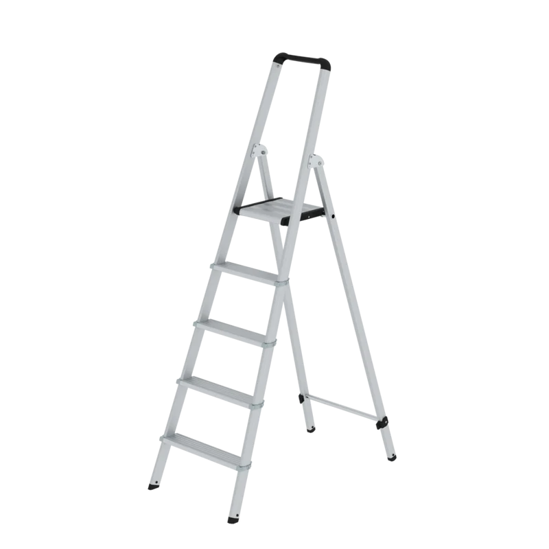 Stufen-Stehleiter einseitig begehbar Aluminium eloxiert