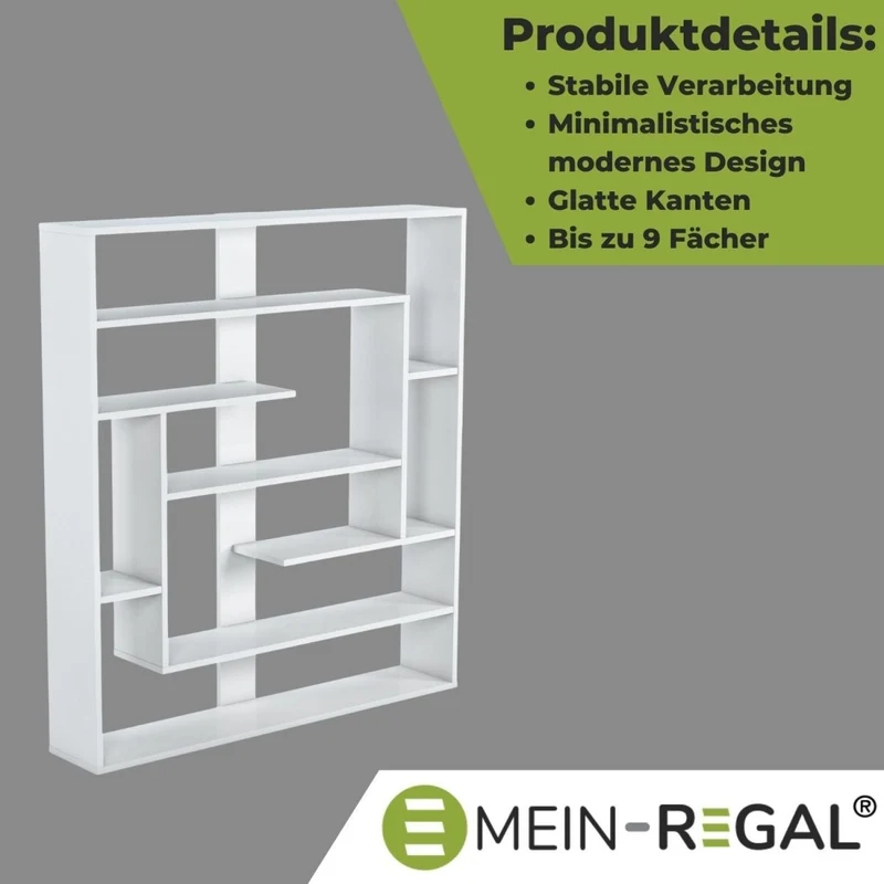 Mein-Regal Wandregal SEBASTIAN aus Holz MDF, bis zu 9 Fächer