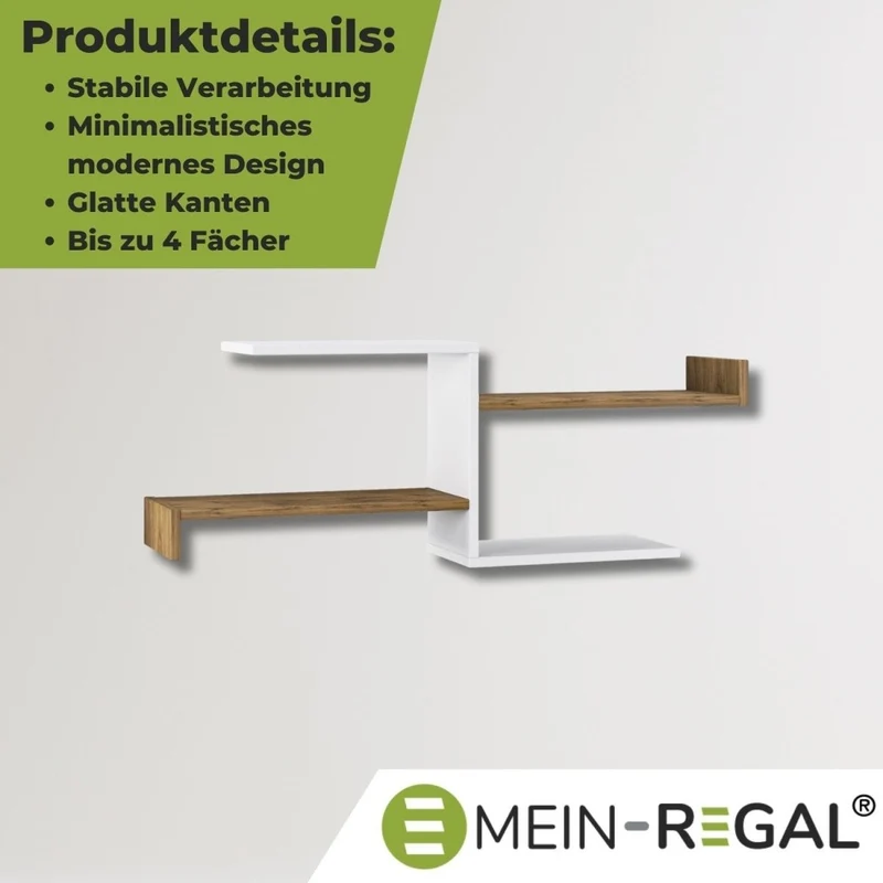 Mein-Regal Wandregal DEROSSO aus Holz MDF, bis zu 4 Fächer