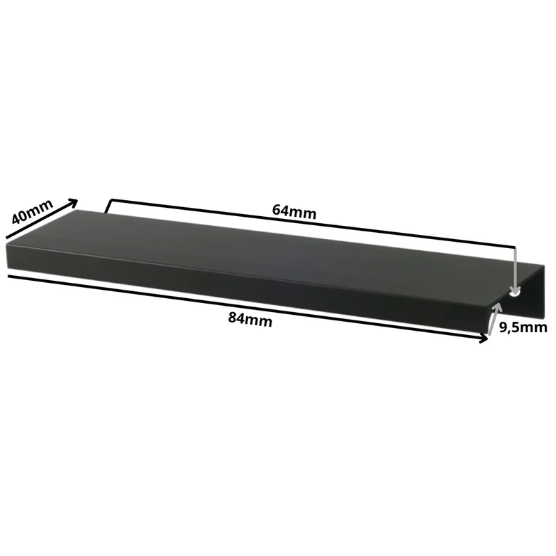 Edge Grip Rundprofil-Griff 64mm (84mm Gesamtlänge) - Schwarz Matt
