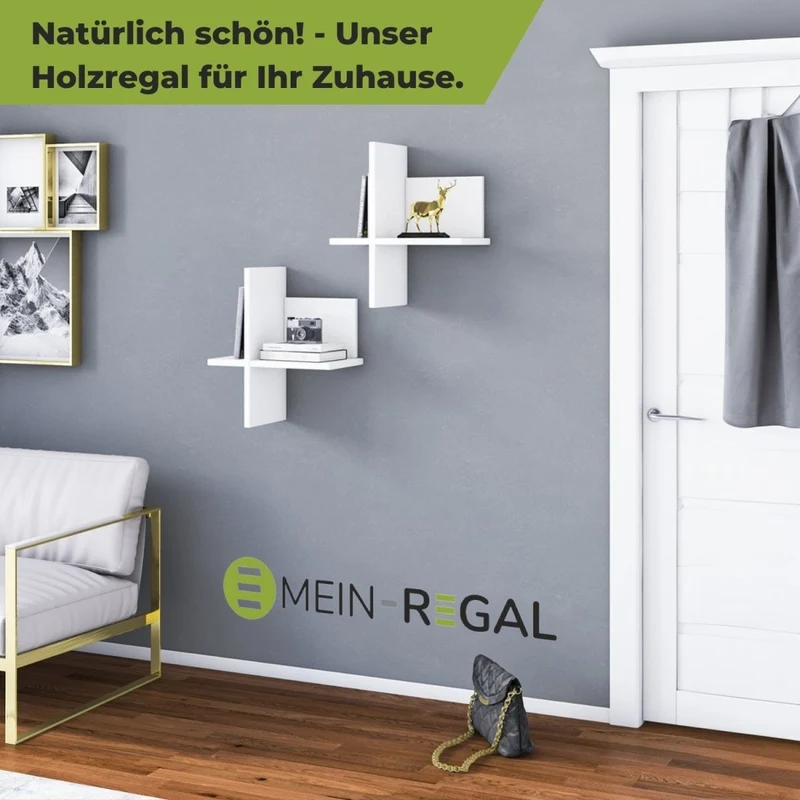 Mein-Regal 2x Wandregal BRICK aus Holz MDF, bis zu 4 Fächer
