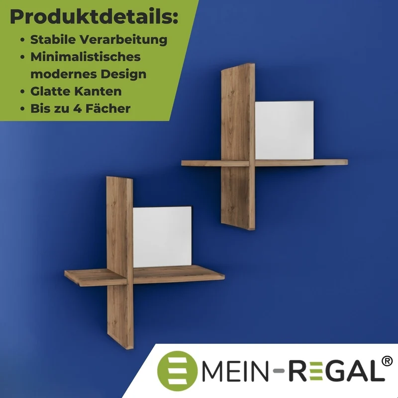 Mein-Regal 2x Wandregal BRICK aus Holz MDF, bis zu 4 Fächer