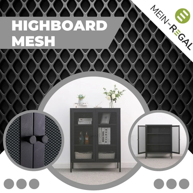 Mein-Regal Highboard Mesh aus Metall mit Meshtüren