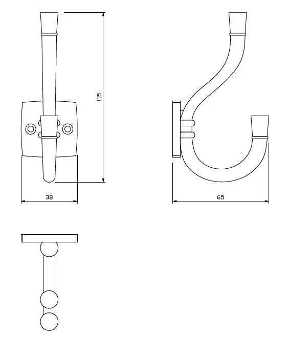 Doppelter Hut- und Mantelhaken - 115 mm - Chrom