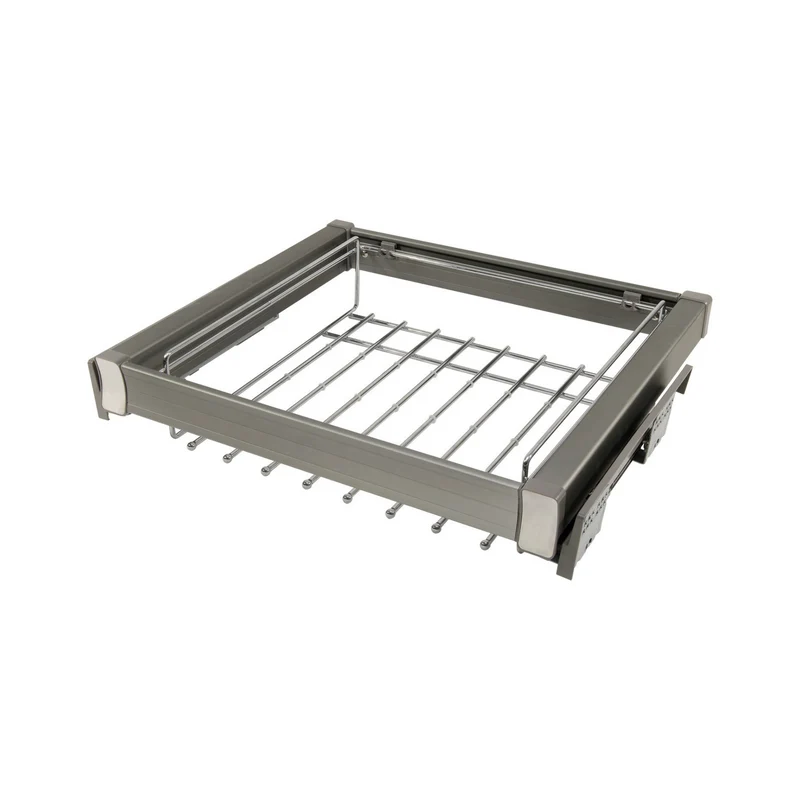 Ausziehbarer Hosenbügel 2 für 80-cm-Schrank Soft-Close - Einzelner Fachboden - Grau