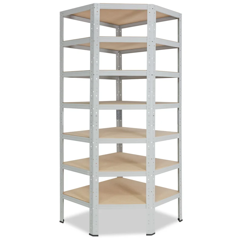 shelfplaza OFFICE Eckregal 230x70x40 cm lichtgrau mit 7 Böden
