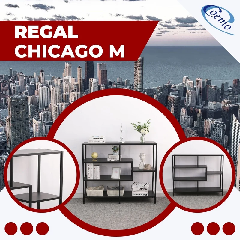 Coemo Regal Chicago M Raumteiler aus Metall mit 5 Ablageflächen