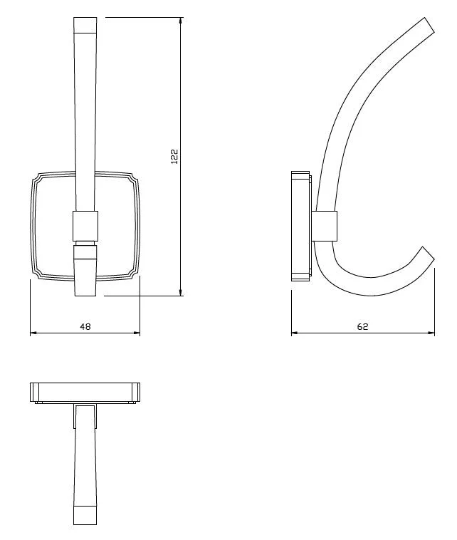 Doppelter Hut- und Mantelhaken - 122 mm - Satin