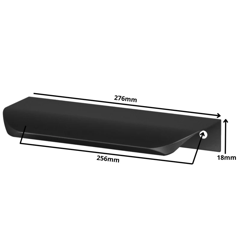 Griffleiste Kantengriff Rund 256mm (276mm Gesamtlänge) - Schwarz Matt