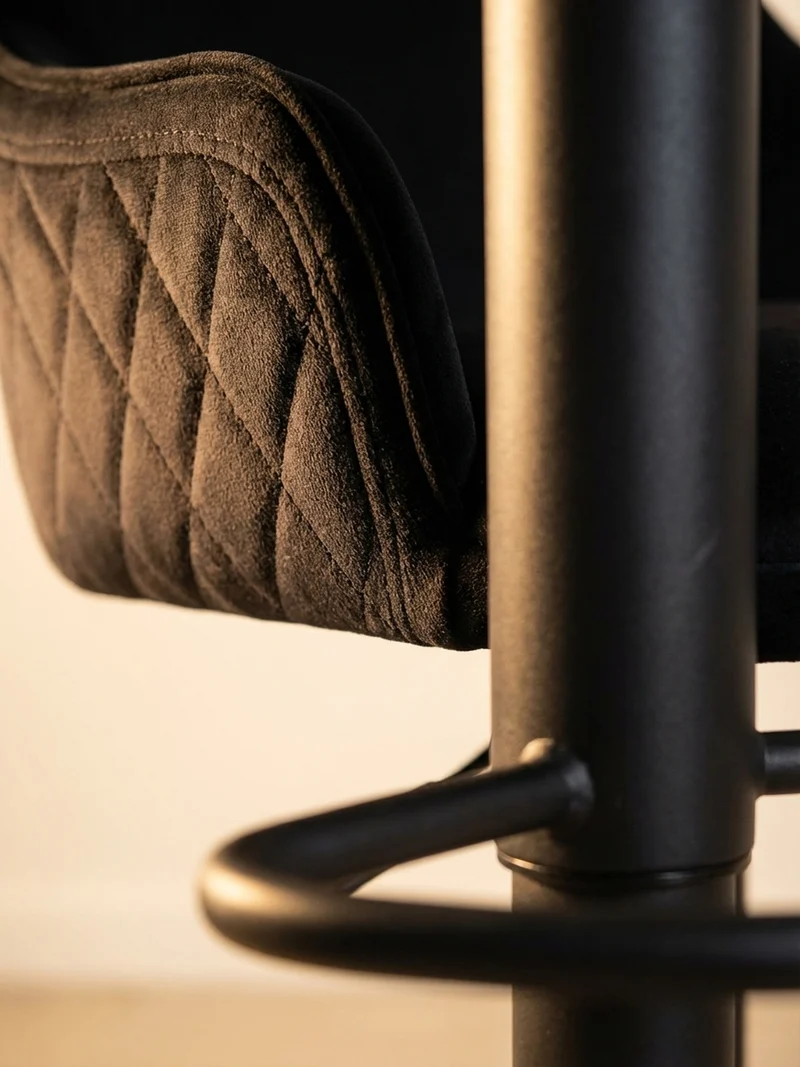 Barhocker Samt Lehne Höhenverstellbar Trompetenfuß Armlehne Gepolstert