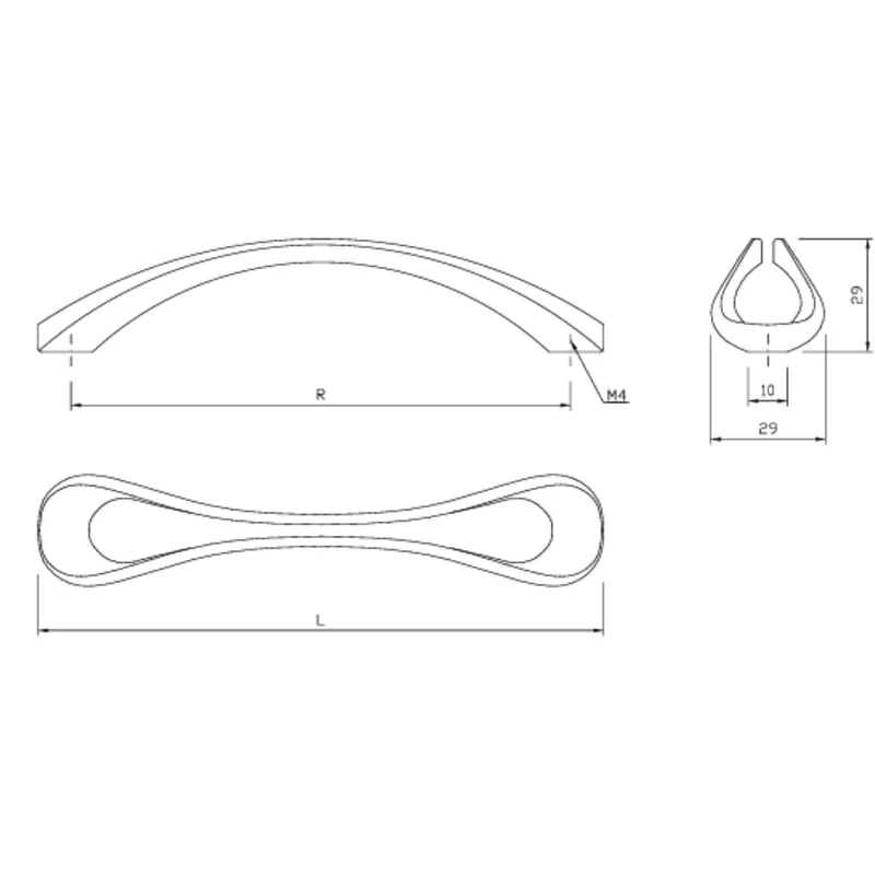 Möbelgriff 160mm U096 - Chrom