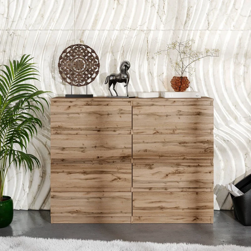 GABRIEL - Kommode / Sideboard mit 8 Schubladen - Wotan Eiche H92cm B120cm T33cm