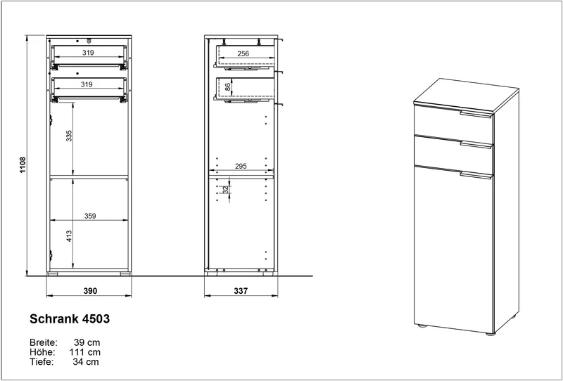 Badschrank Weiß-Beige 39x111x34 cm mit Schubladen und Dämpfung