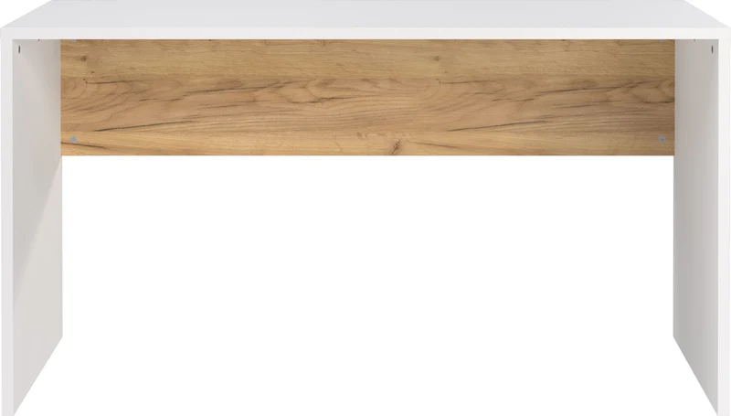 Schreibtisch – Beige/Weiß, 140x60x75 cm, Wangenschreibtisch mit Knieblende, stoßfest