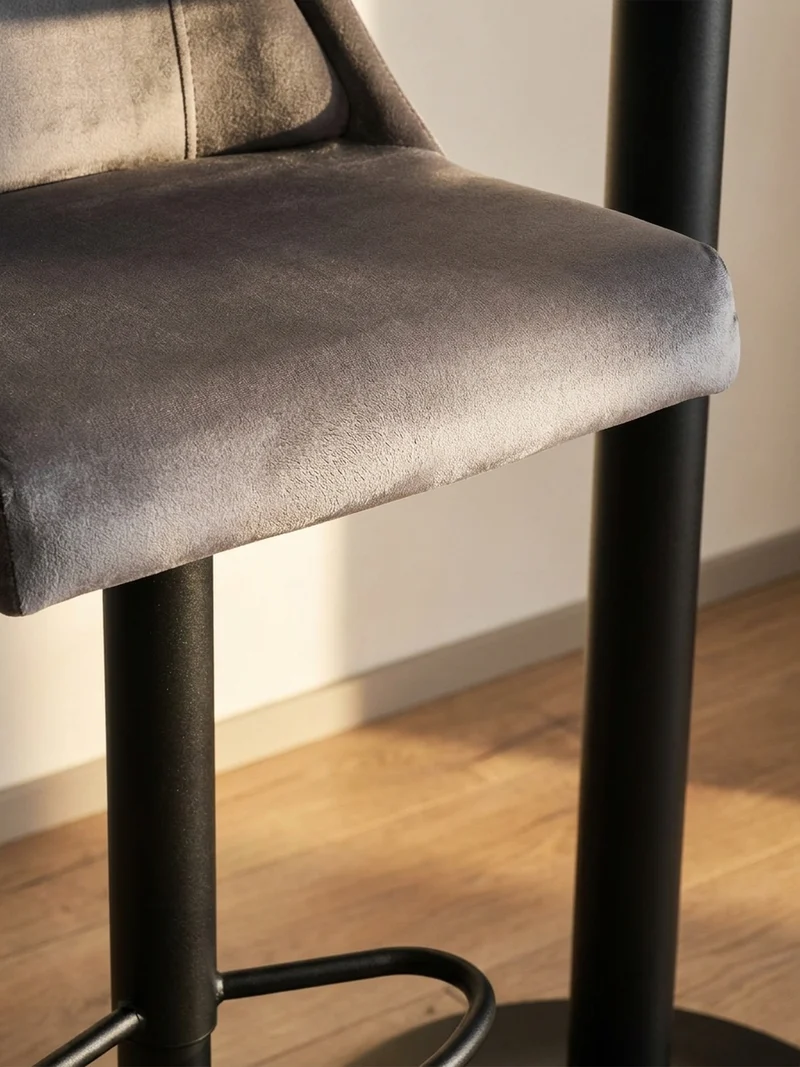 Barhocker Samt Lehne Höhenverstellbar Trompetenfuß Gepolstert
