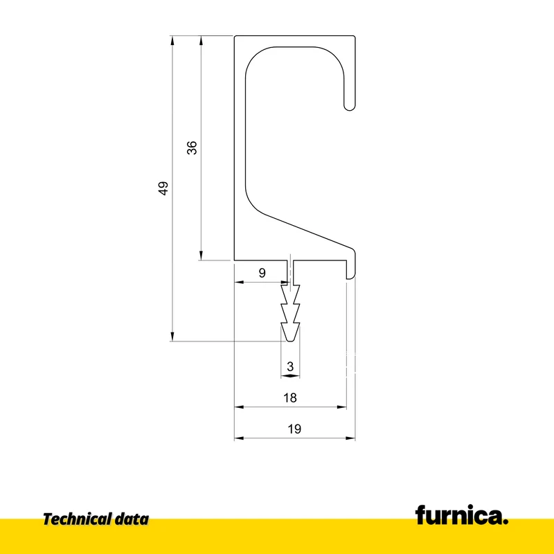 Einbauprofil T18 / 350 cm - Dunkel Inox Anode