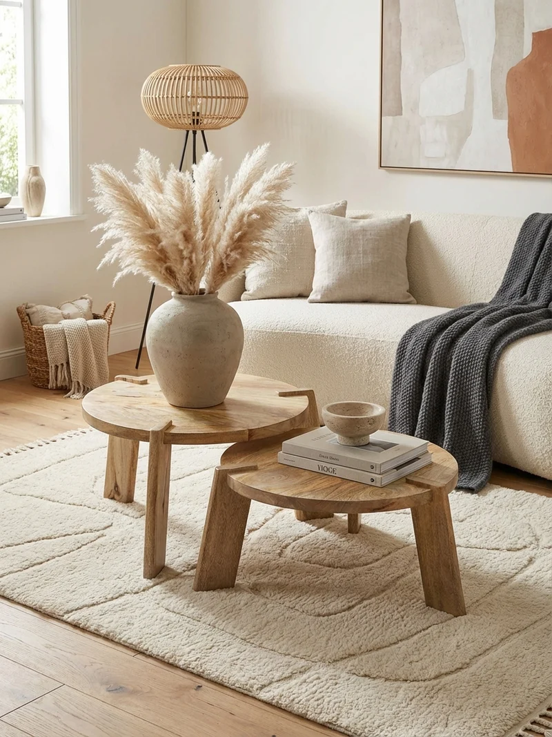 Couchtisch 2er Set Mango Massivholz Handgefertigt