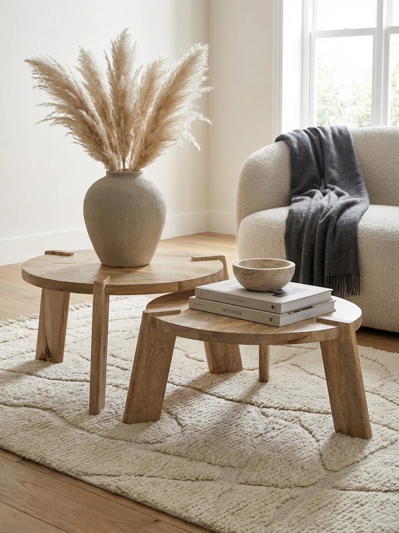 Couchtisch 2er Set Mango Massivholz Handgefertigt